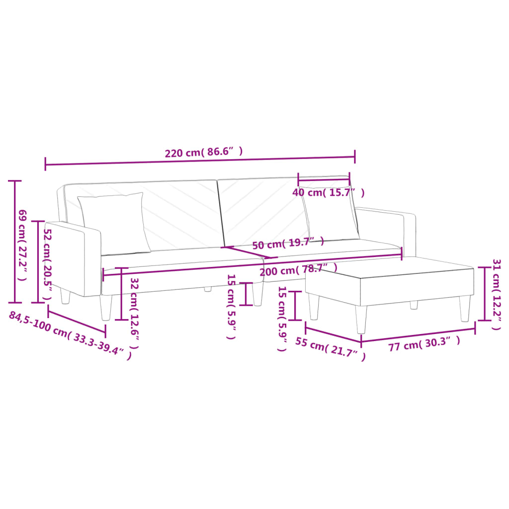Set di Divani 2 pz con Cuscini Grigio Scuro in Velluto - homemem39