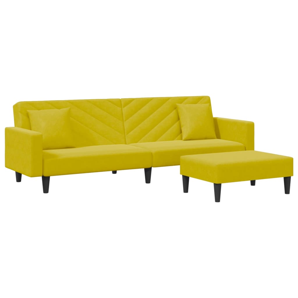 Set di Divani 2 pz con Cuscini Giallo in Velluto - homemem39