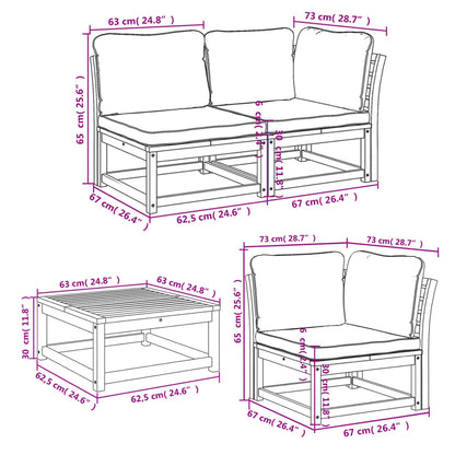 Set Salotto da Giardino 6 pz con Cuscini in Massello di Acacia - homemem39