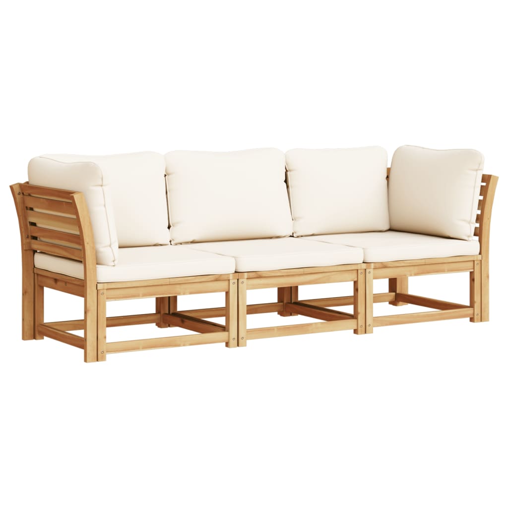 Set Mobili da Giardino 3pz con Cuscini Legno Massello di Acacia - homemem39