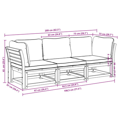 Set Mobili da Giardino 3pz con Cuscini Legno Massello di Acacia - homemem39