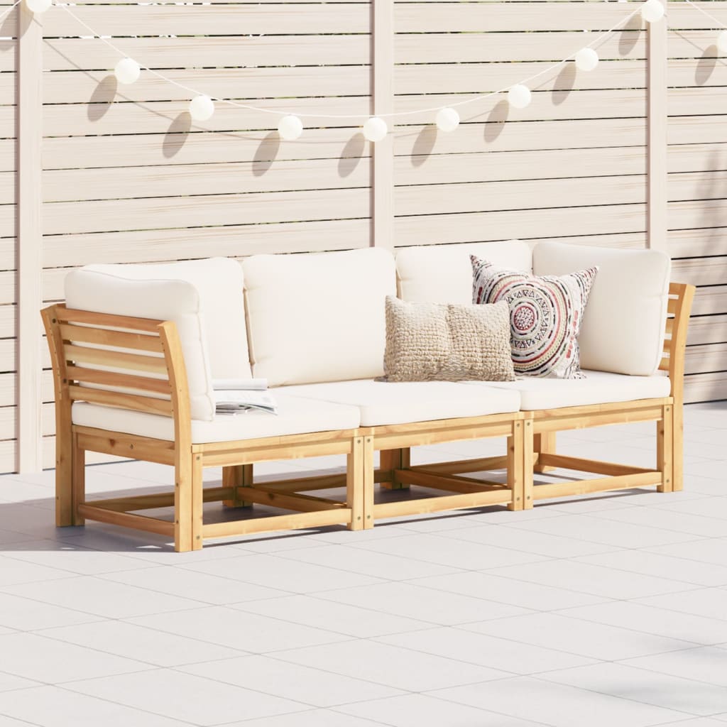 Set Mobili da Giardino 3pz con Cuscini Legno Massello di Acacia - homemem39