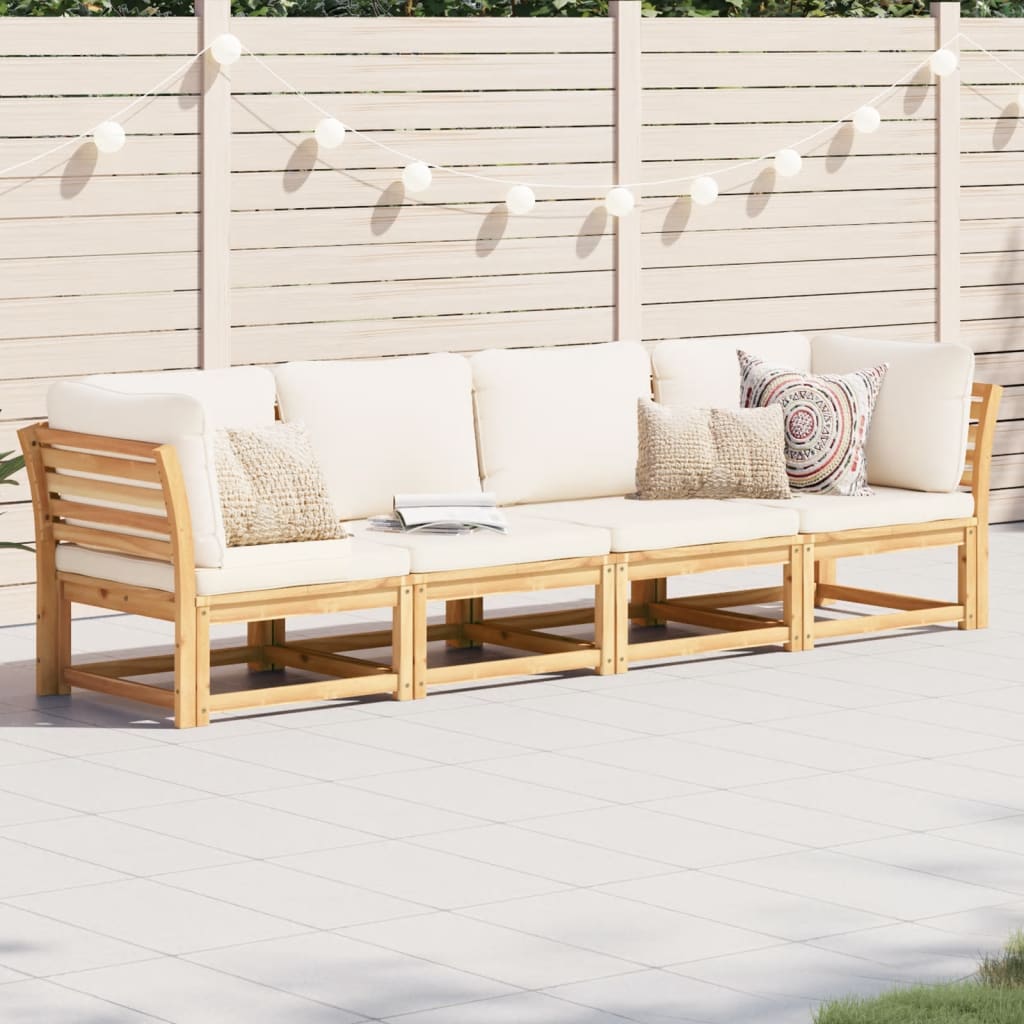 Set Salotto da Giardino 4pz con Cuscini Legno Massello Acacia - homemem39