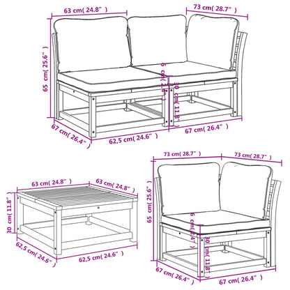 Set Salotto da Giardino 6 pz con Cuscini in Massello di Acacia - homemem39