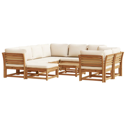 Set Salotto da Giardino 10 pz con Cuscini Legno Massello Acacia - homemem39