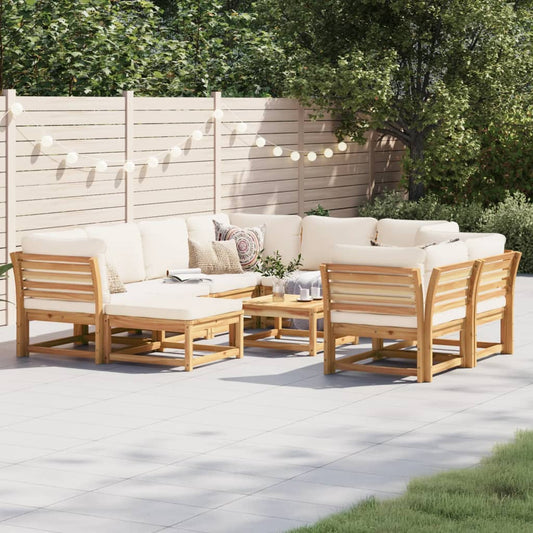 Set Salotto da Giardino 10 pz con Cuscini Legno Massello Acacia - homemem39