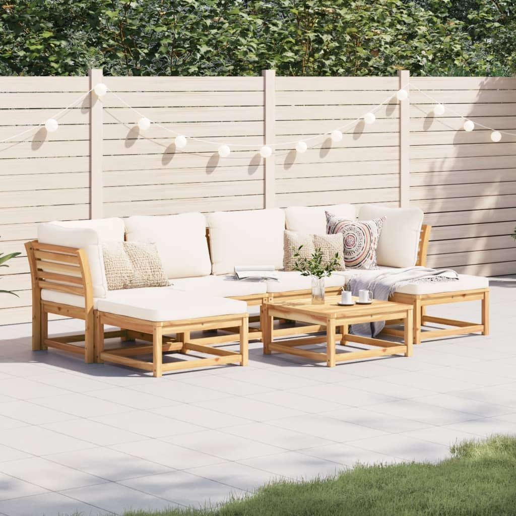 Set Salotto da Giardino 7 pz con Cuscini Legno Massello Acacia - homemem39