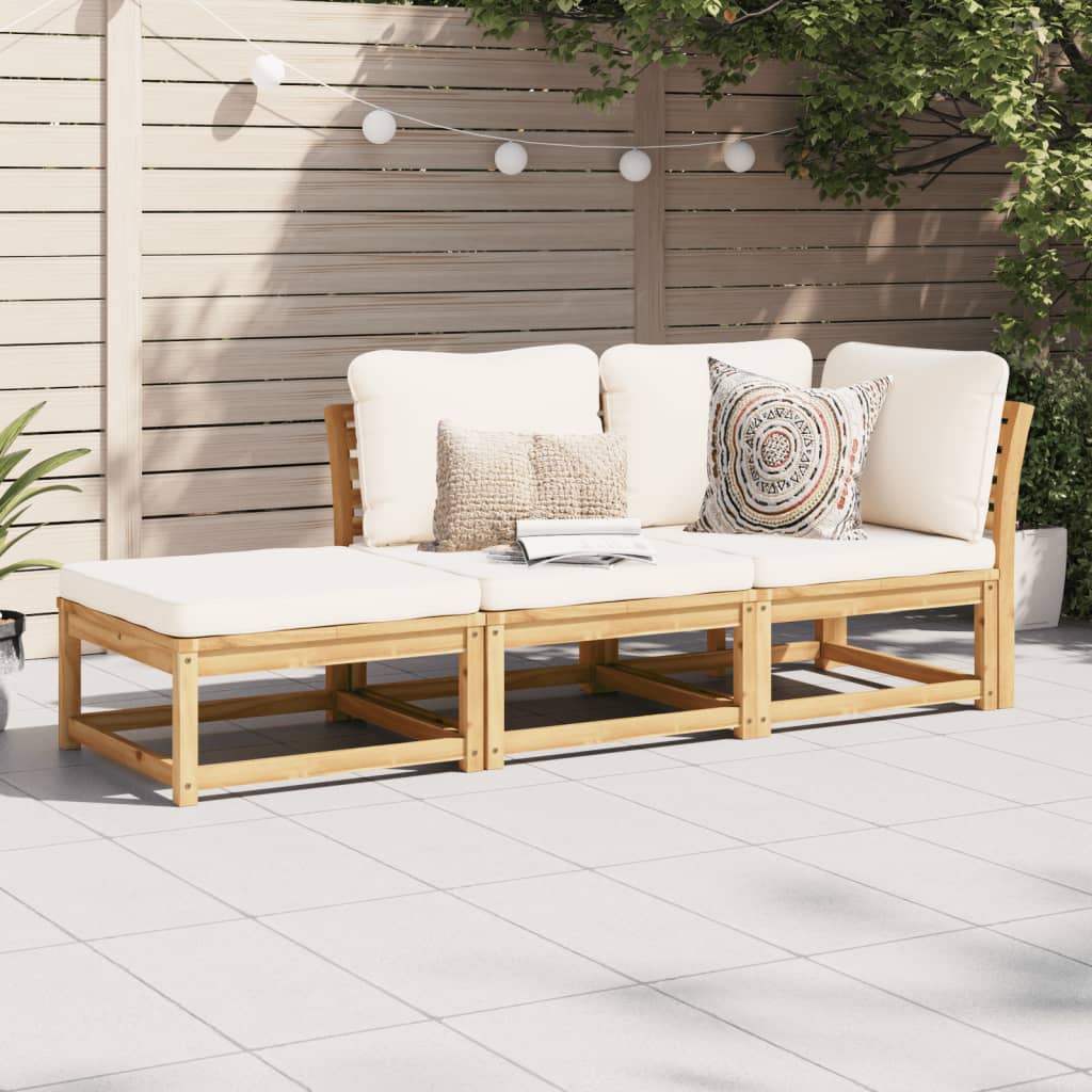 Set Mobili da Giardino 3pz con Cuscini Legno Massello di Acacia - homemem39