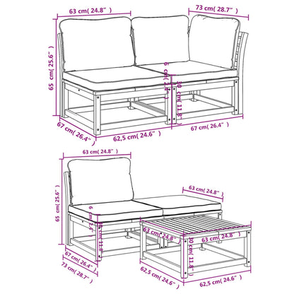 Set Salotto da Giardino 5 pz con Cuscini Legno Massello Acacia - homemem39