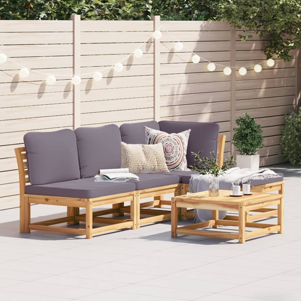 Set Salotto da Giardino 5 pz con Cuscini Legno Massello Acacia - homemem39