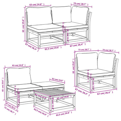 Set Salotto da Giardino 6 pz con Cuscini in Massello di Acacia - homemem39