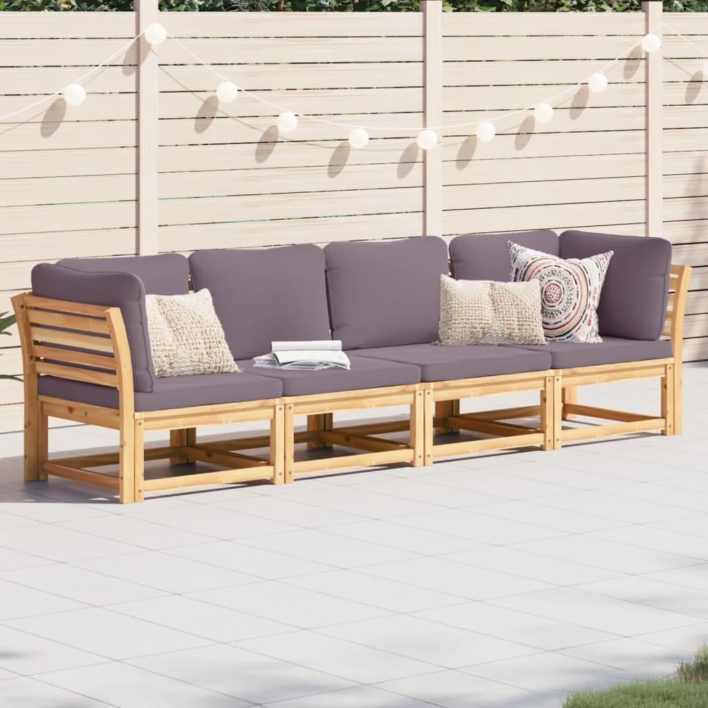 Set Salotto da Giardino 4pz con Cuscini Legno Massello Acacia - homemem39