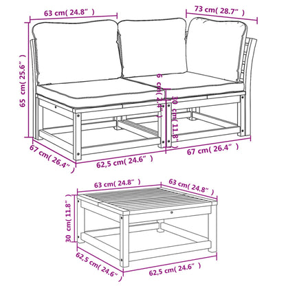 Set Salotto Giardino 9 pz con Cuscini Legno Massello di Acacia - homemem39