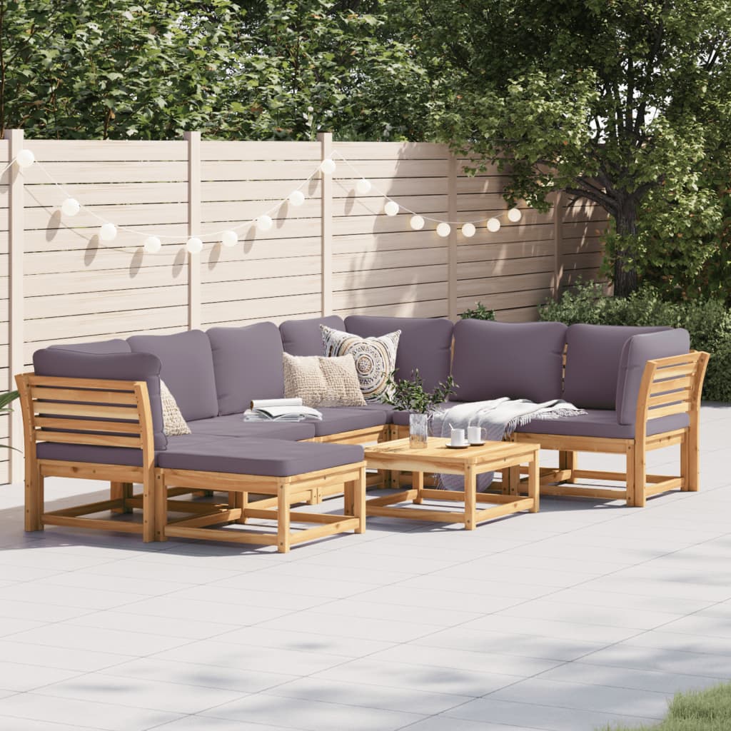 Set Salotto da Giardino 8 pz con Cuscini Legno Massello Acacia - homemem39