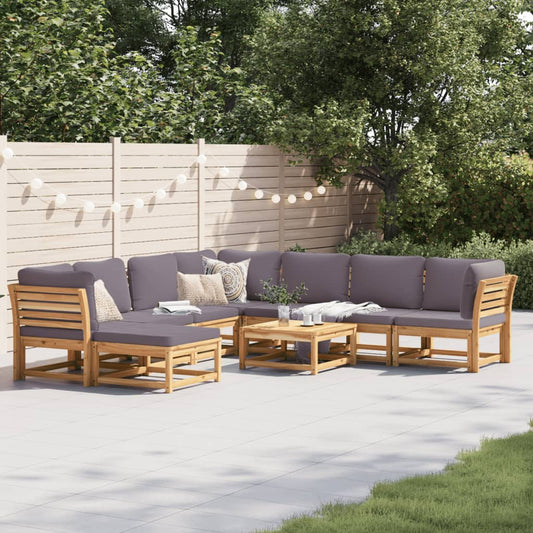 Set Salotto Giardino 9 pz con Cuscini Legno Massello di Acacia - homemem39