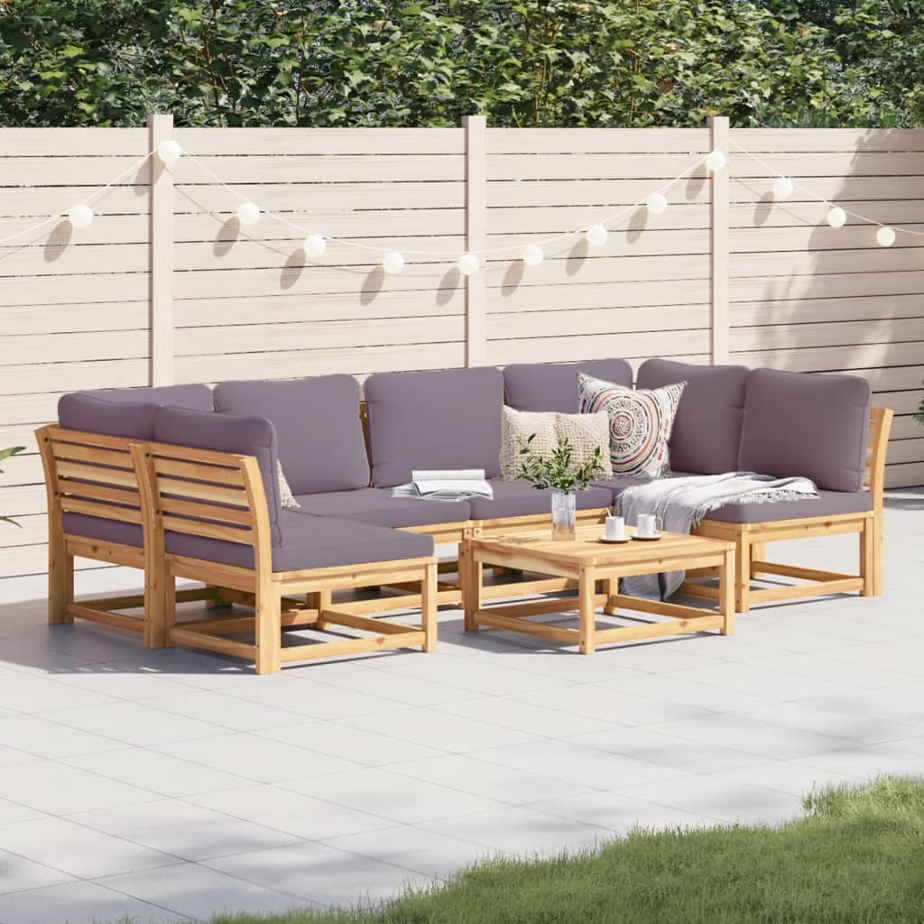 Set Salotto da Giardino 7 pz con Cuscini Legno Massello Acacia - homemem39