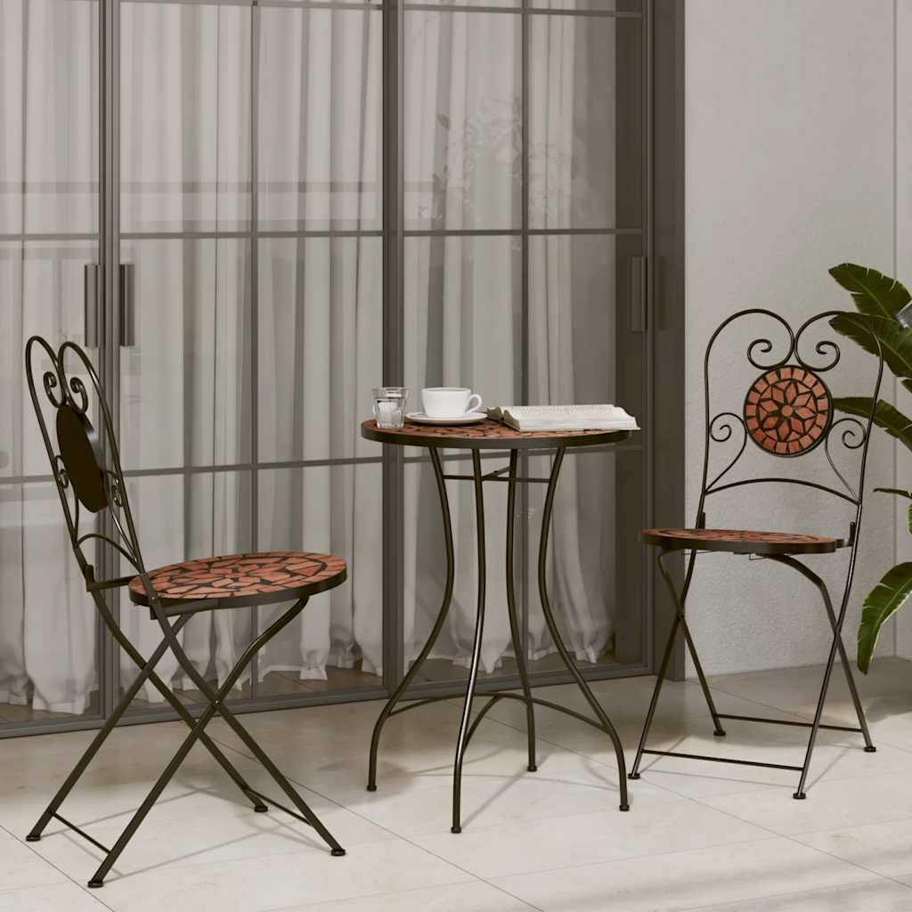 Set da Bistrot con Mosaico Terracotta in Ferro e Ceramica | homemem39