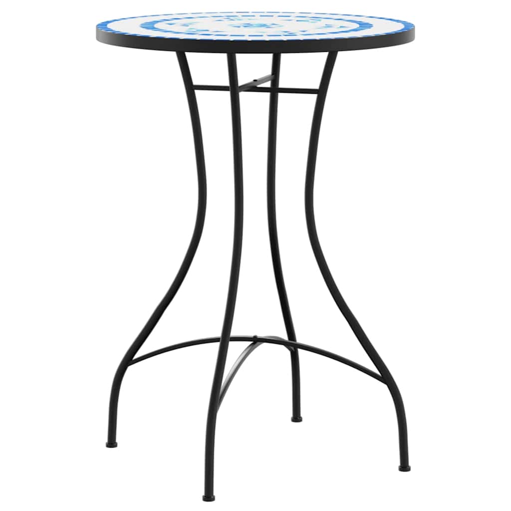 Set da Bistrot con Mosaico Blu e Bianco in Ferro e Ceramica | homemem39