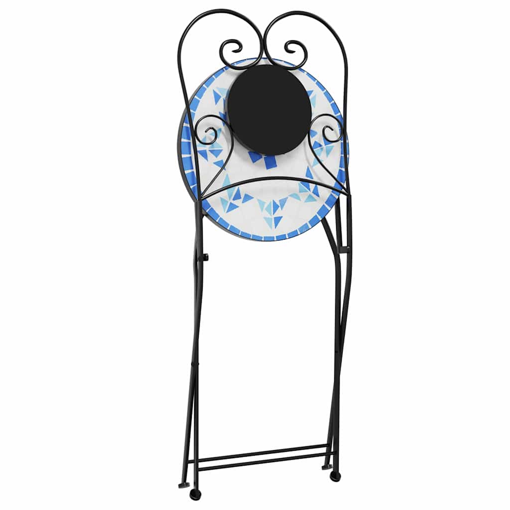 Set da Bistrot con Mosaico Blu e Bianco in Ferro e Ceramica | homemem39