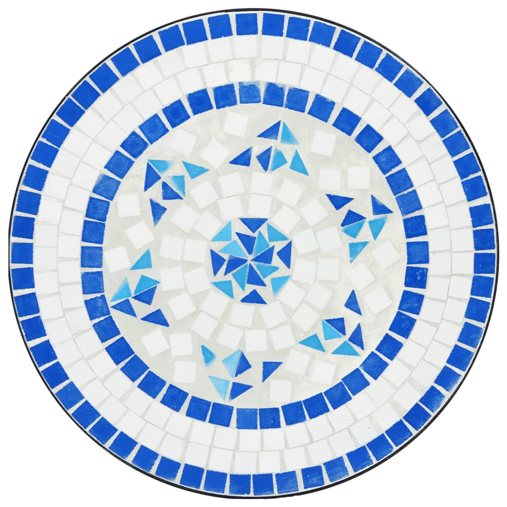 Set da Bistrot con Mosaico Blu e Bianco in Ferro e Ceramica - homemem39