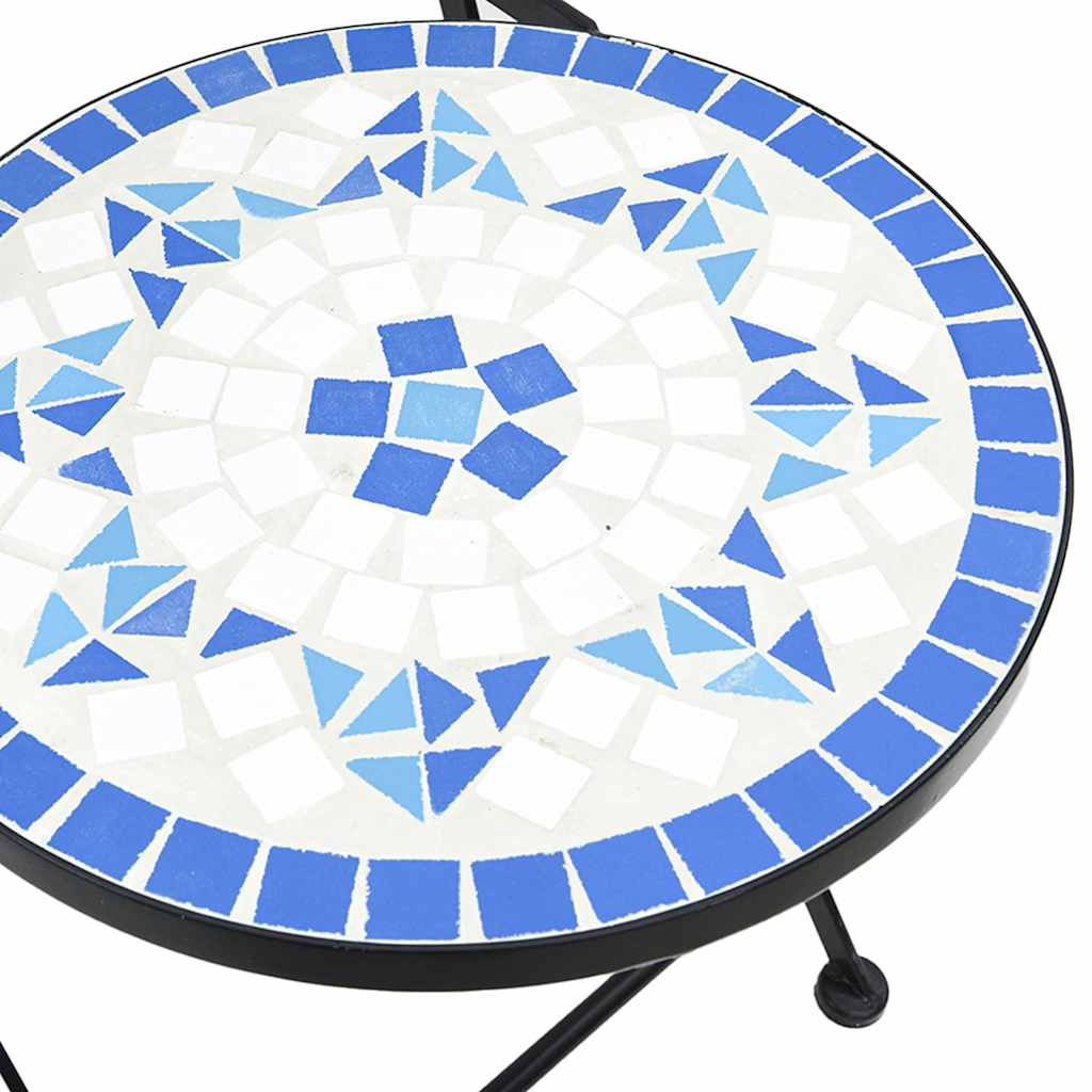Set da Bistrot con Mosaico Blu e Bianco in Ferro e Ceramica | homemem39