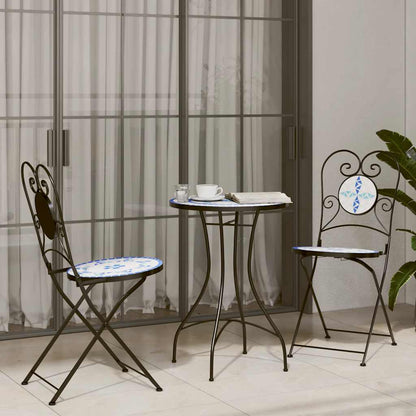 Set da Bistrot con Mosaico Blu e Bianco in Ferro e Ceramica | homemem39