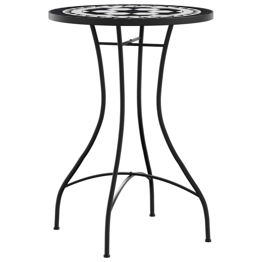 Set da Bistrot con Mosaico Nero e Bianco in Ferro e Ceramica | homemem39