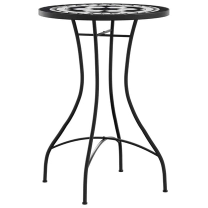 Set da Bistrot con Mosaico Nero e Bianco in Ferro e Ceramica | homemem39