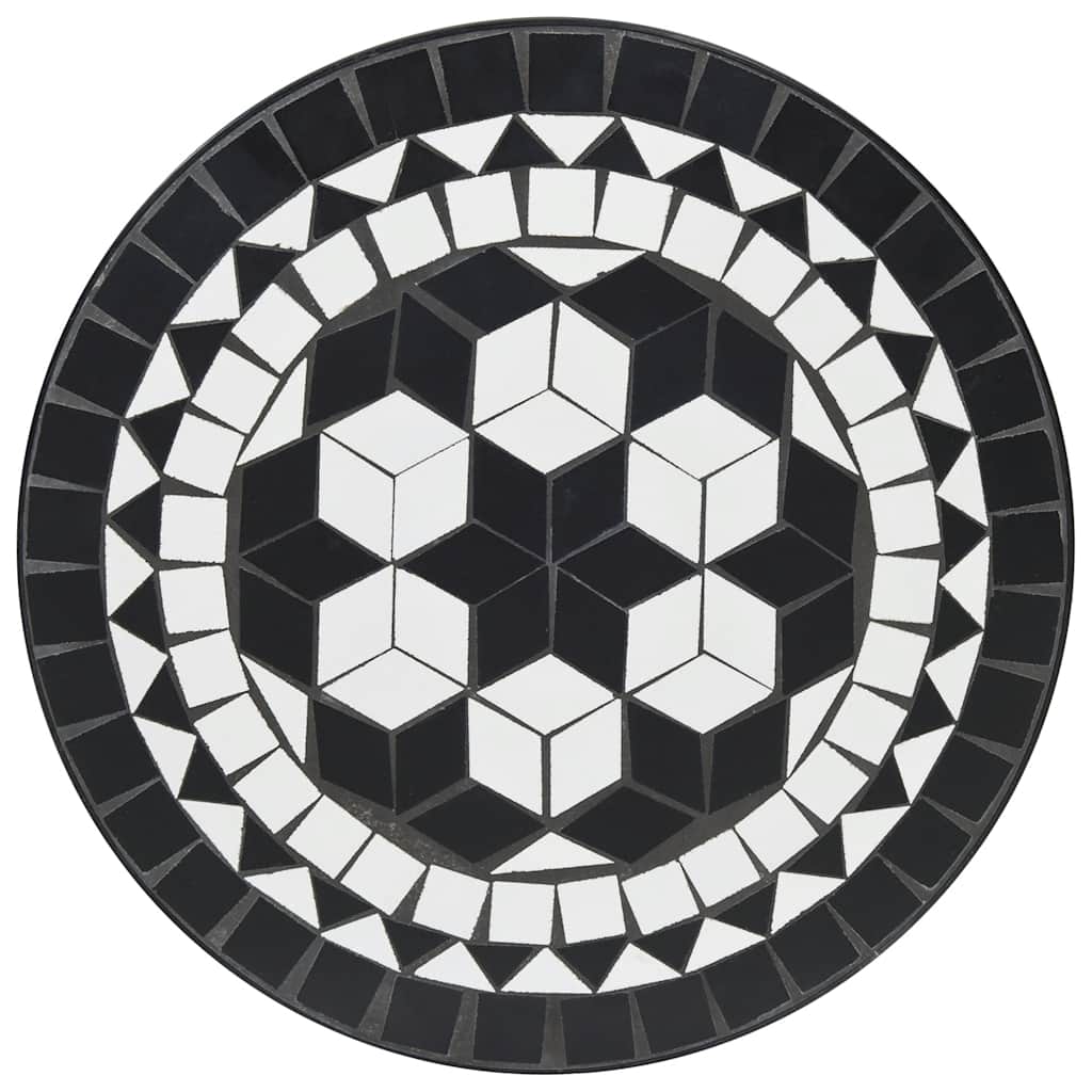 Set da Bistrot con Mosaico Nero e Bianco in Ferro e Ceramica | homemem39