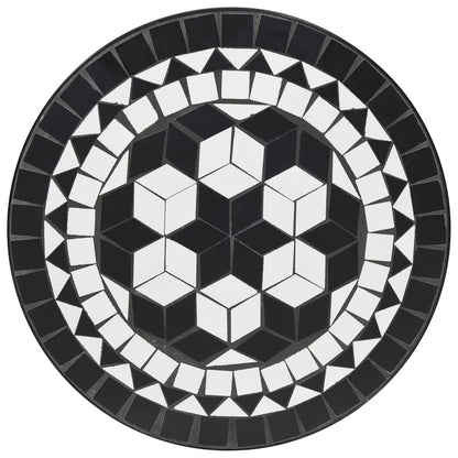Set da Bistrot con Mosaico Nero e Bianco in Ferro e Ceramica | homemem39