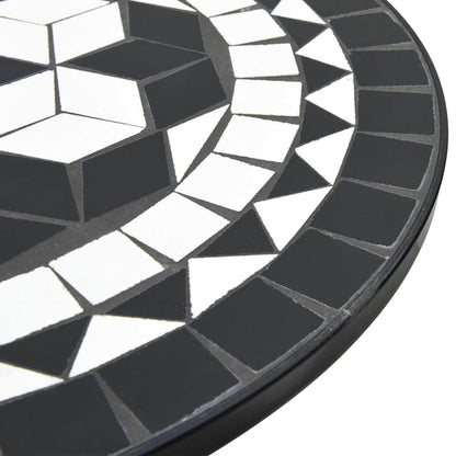 Set da Bistrot con Mosaico Nero e Bianco in Ferro e Ceramica | homemem39