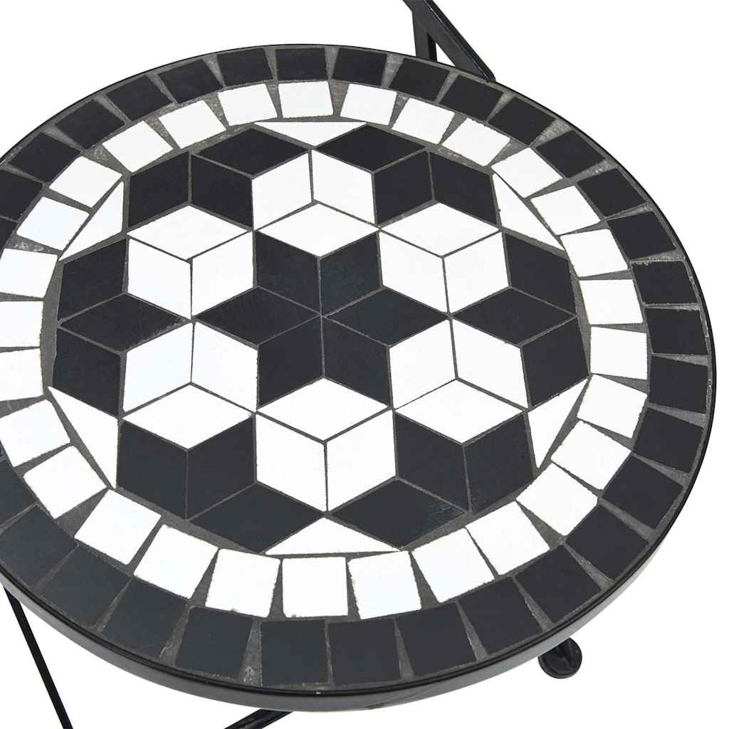 Set da Bistrot con Mosaico Nero e Bianco in Ferro e Ceramica | homemem39