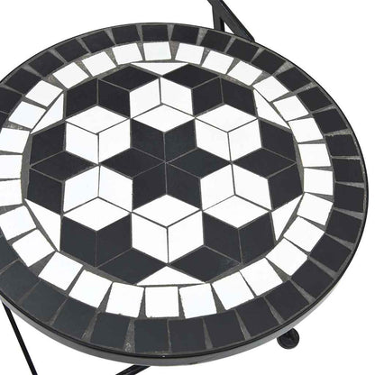 Set da Bistrot con Mosaico Nero e Bianco in Ferro e Ceramica | homemem39