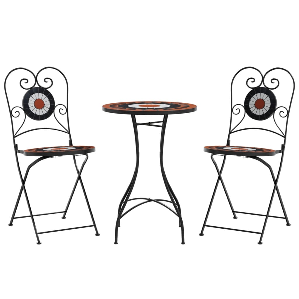 Set da Bistrot con Mosaico Terracotta e Bianco Ferro e Ceramica | homemem39