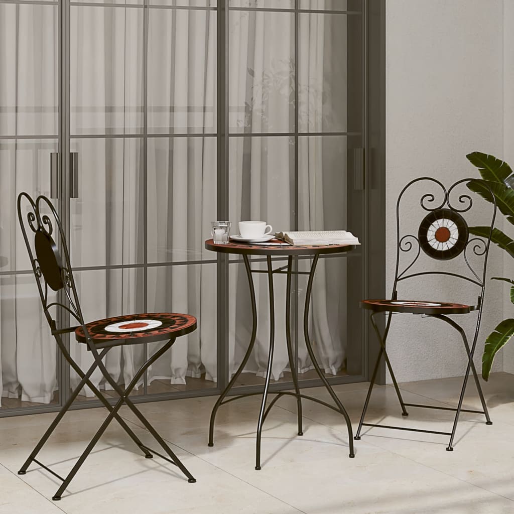 Set da Bistrot con Mosaico Terracotta e Bianco Ferro e Ceramica | homemem39