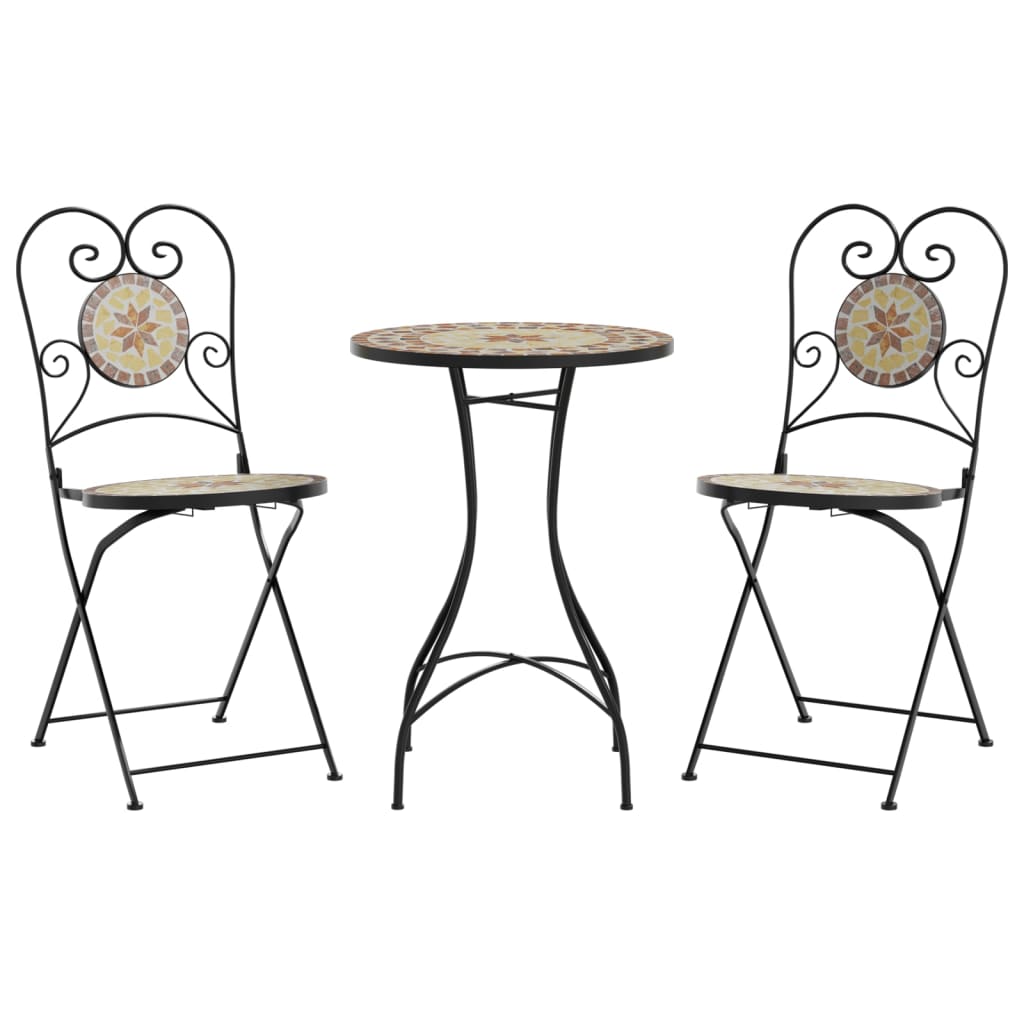 Set da Bistrot con Mosaico Terracotta e Bianco Ferro e Ceramica | homemem39