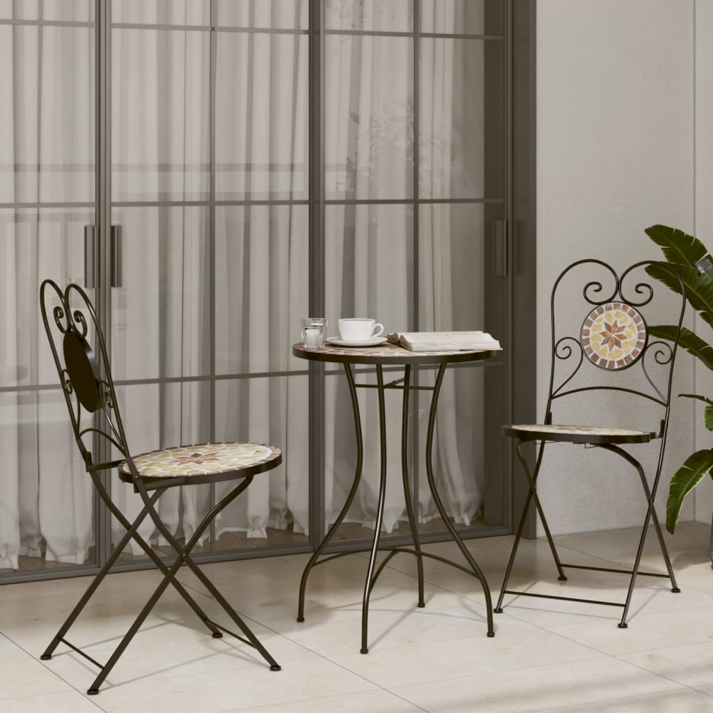 Set da Bistrot con Mosaico Terracotta e Bianco Ferro e Ceramica | homemem39