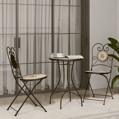 Set da Bistrot con Mosaico Terracotta e Bianco Ferro e Ceramica | homemem39