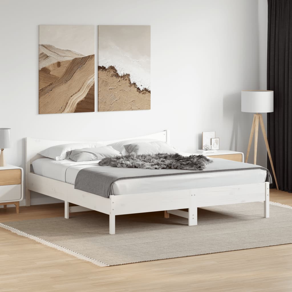 Giroletto senza Materasso Bianco 200x200 cm Legno Massello Pino | homemem39