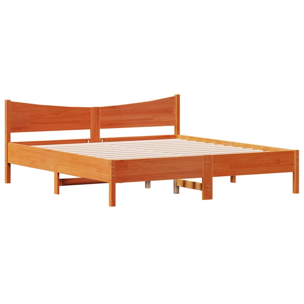 Giroletto senza Materasso Marrone Cera 200x200 cm Legno di Pino | homemem39