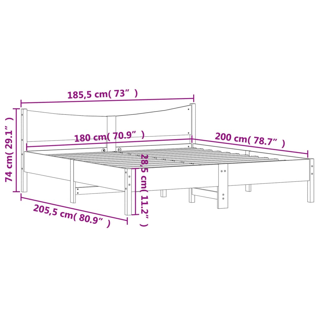 Giroletto senza Materasso 180x200 cm in Legno Massello di Pino | homemem39