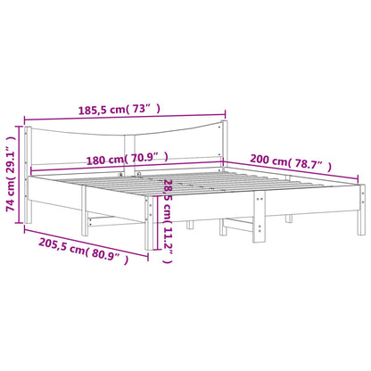 Giroletto senza Materasso Bianco 180x200 cm Legno Massello Pino | homemem39