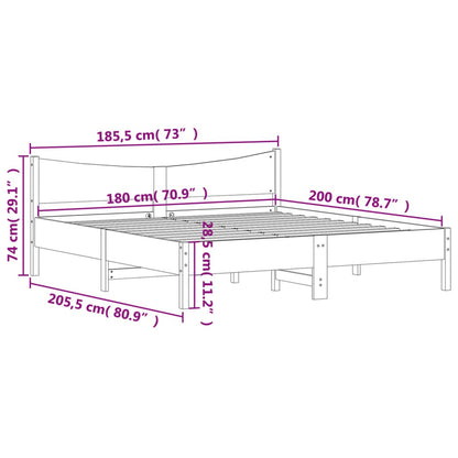 Giroletto senza Materasso Marrone Cera 180x200 cm Legno di Pino | homemem39