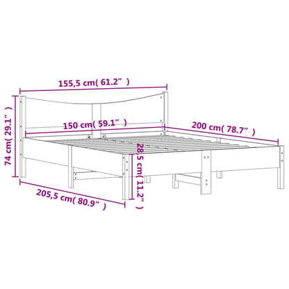 Giroletto senza Materasso Bianco 150x200 cm Legno Massello Pino | homemem39