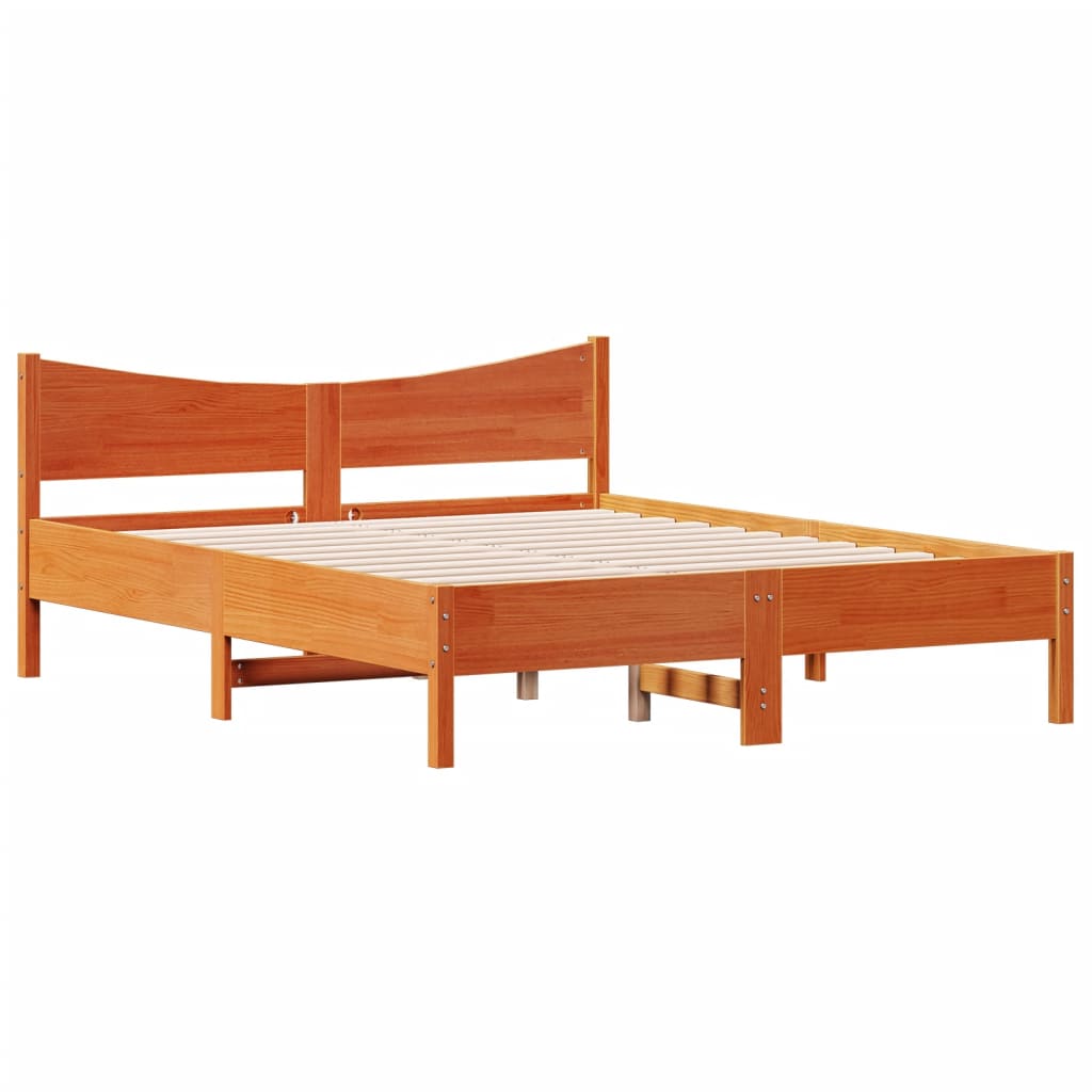Giroletto senza Materasso Marrone Cera 150x200 cm Legno di Pino | homemem39