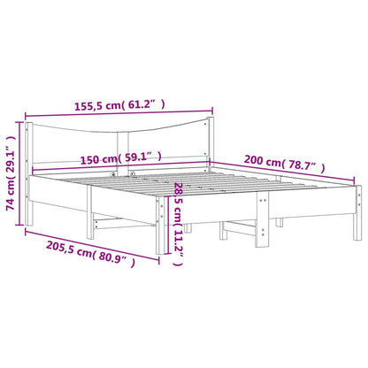 Giroletto senza Materasso Marrone Cera 150x200 cm Legno di Pino | homemem39