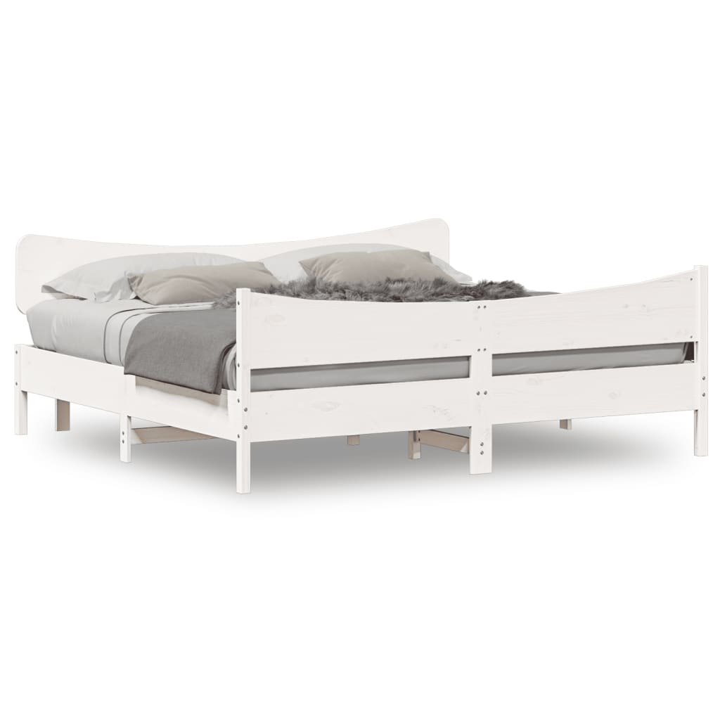 Giroletto senza Materasso Bianco 200x200 cm Legno Massello Pino | homemem39