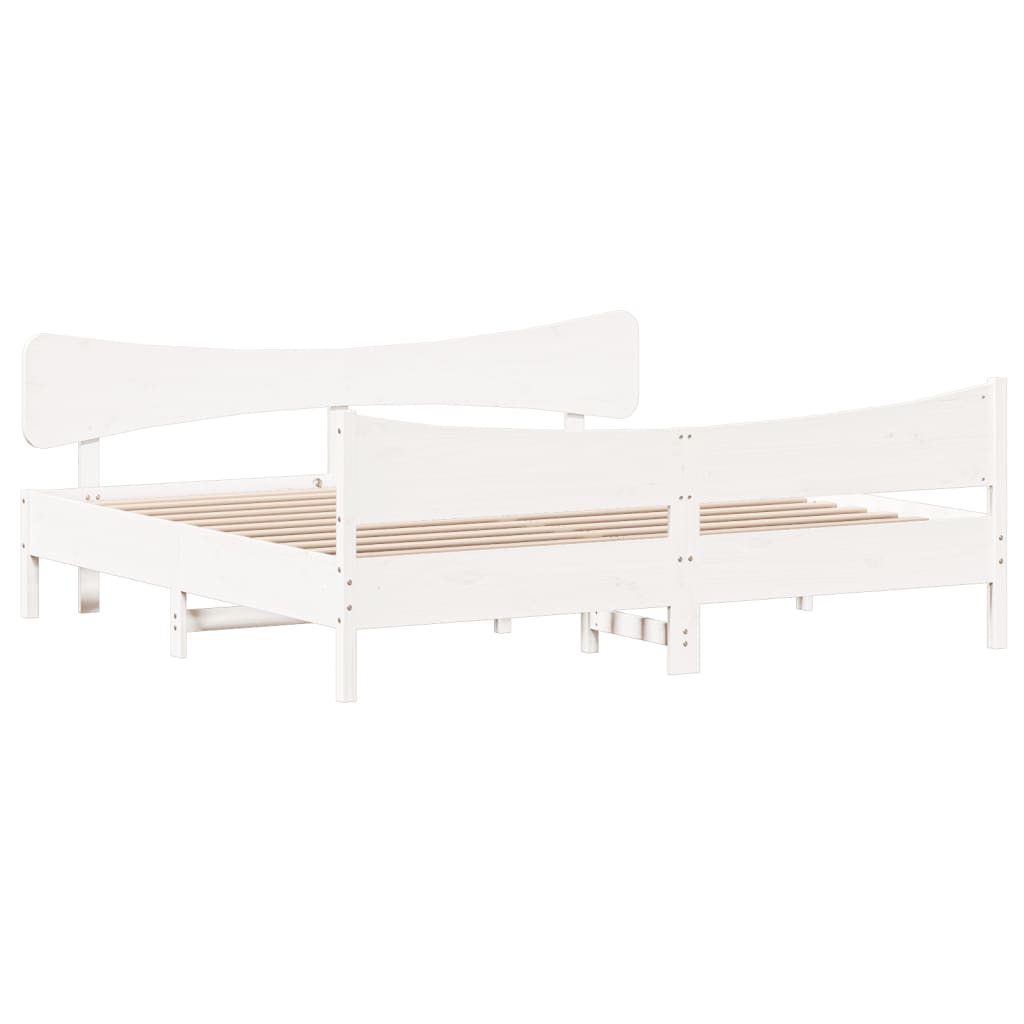Giroletto senza Materasso Bianco 200x200 cm Legno Massello Pino | homemem39