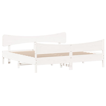 Giroletto senza Materasso Bianco 200x200 cm Legno Massello Pino | homemem39