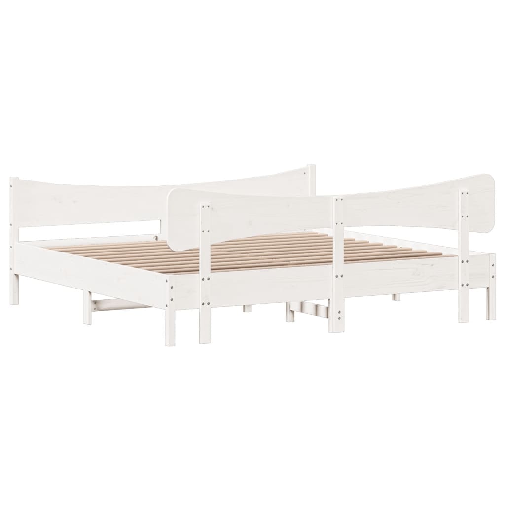 Giroletto senza Materasso Bianco 200x200 cm Legno Massello Pino | homemem39